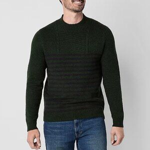 St. John's Bay Men's Pullover Sweater Size L Green Crew Neck Long Sleeve NWT $48